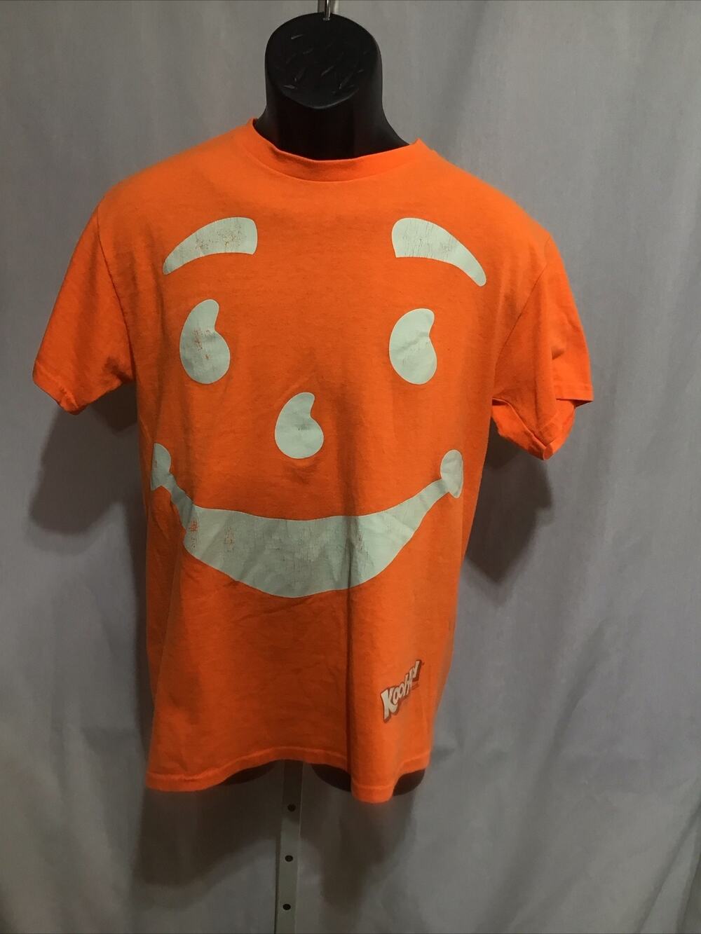 Vtg Kool Aid Man Big Face Smile Graphic T Shirt Bright Orange Tagless Medium M